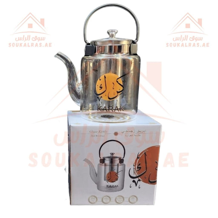 Luxury Heat - Resistant Glass Karak Tea Kettle with 6 - Cup Set | 1.2L Capacity | Premium Stainless Steel Design - Souk Al Ras