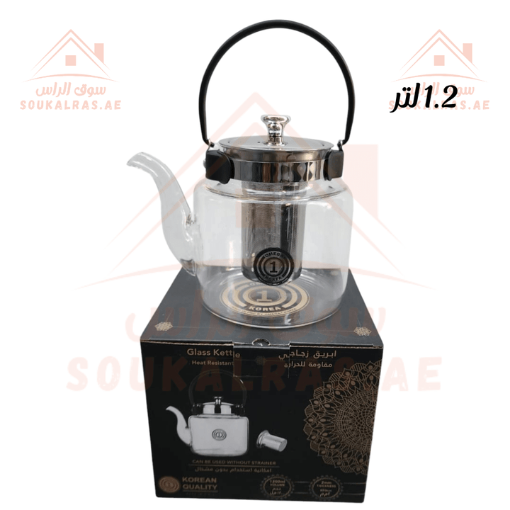 Luxury Heat - Resistant Glass Kettle | 1.2L Capacity | 1 - Year Warranty | Perfect for brewing and serving - Souk Al Ras