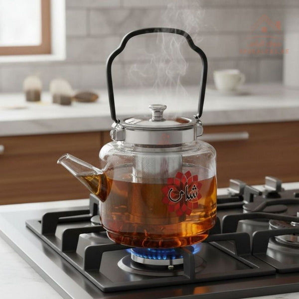 Luxury Heat - Resistant Glass Kettle | 1.2L Capacity | Perfect for brewing and serving - Souk Al Ras