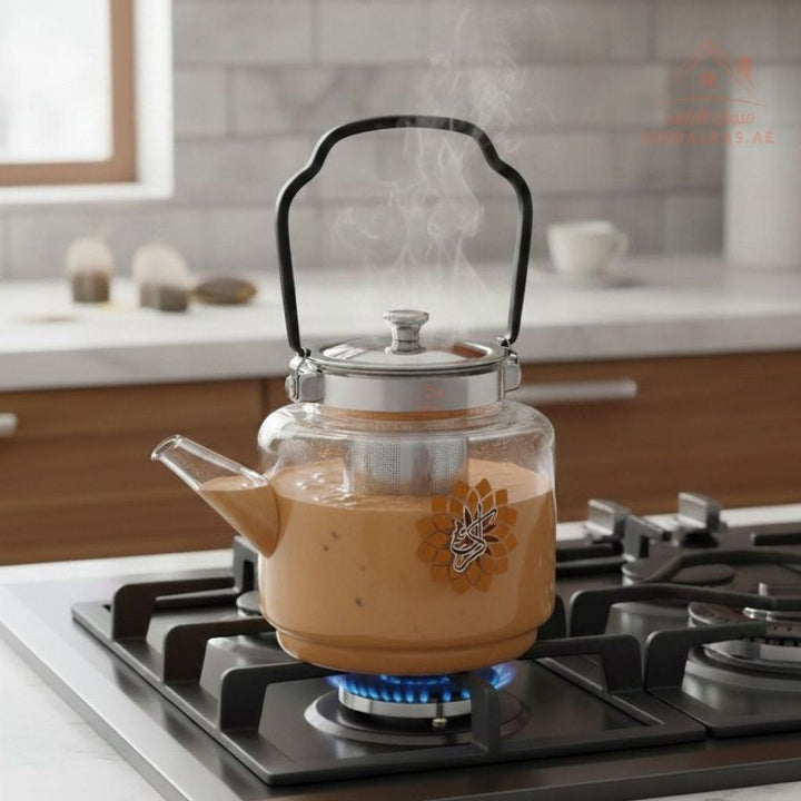 Luxury Heat - Resistant Glass Kettle | 1.2L Capacity | Perfect for brewing and serving - Souk Al Ras