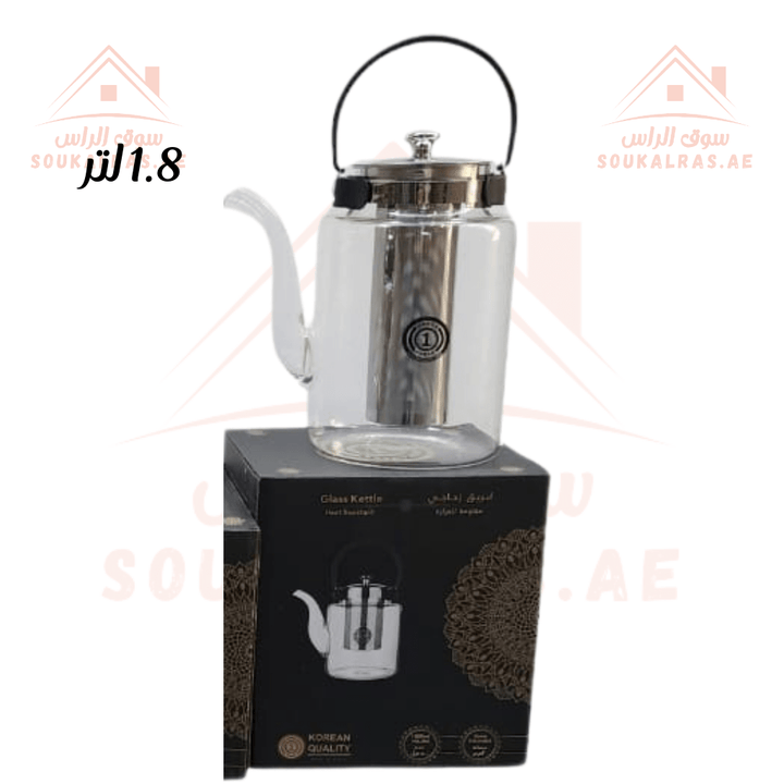 Luxury Heat - Resistant Glass Kettle | 1.8L Capacity | 1 - Year Warranty | Perfect for brewing and serving - Souk Al Ras