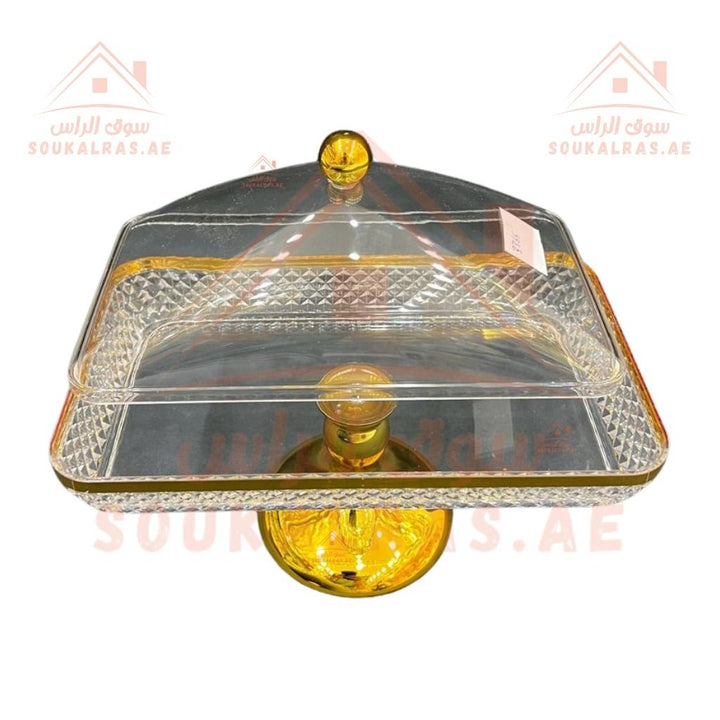 Luxury Large Glass Serving Dish with Lid | Elegant Design | Ideal for Nuts, Sweets & Desserts - Souk Al Ras