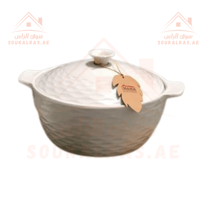 Luxury Porcelain Soup Bowl Set | Elegant Textured Design | large Casserole with Lid & 6 Bowls | perfect for serving soups, stews, and family meals. - Souk Al Ras