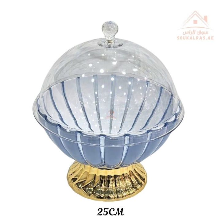 Luxury Serving Bowl 25cm | Candy, Dates & Nuts Server with Gold Base | Elegant Table Decor - Souk Al Ras