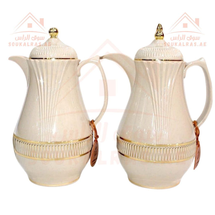 Luxury set of 2 dallahs | Each dallah is 1 L| Elegant gold - tone engravings | Ideal for Arabic coffee, tea, and hospitality. - Souk Al Ras