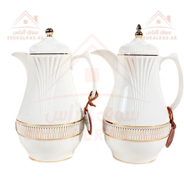 Luxury set of 2 dallahs | Each dallah is 1 L| Elegant gold - tone engravings | Ideal for Arabic coffee, tea, and hospitality. - Souk Al Ras