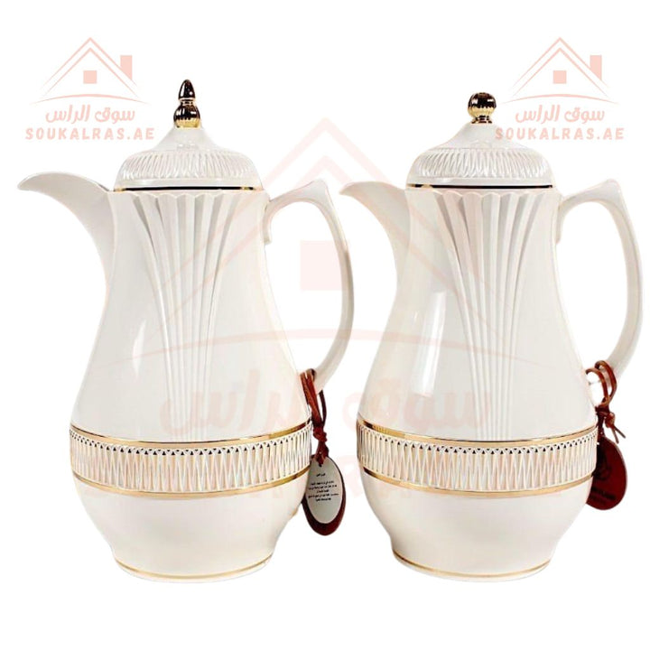 Luxury set of 2 dallahs | Each dallah is 1 L| Elegant gold - tone engravings | Ideal for Arabic coffee, tea, and hospitality. - Souk Al Ras