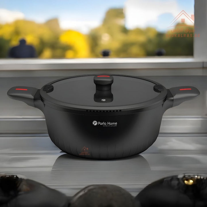 Magnum Series 9 - Piece Crystal Ceramic Cookware Set | Casseroles, Saucepan, Frying Pan | Premium Scratch - Resistant & Induction Base - Souk Al Ras