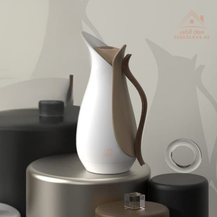 MAHRA 1 Liter Brown Handle Collection | Premium Thermal Flask | Modern Design with Wooden Handle - Souk Al Ras