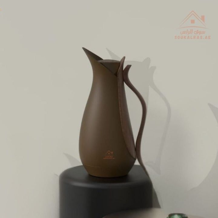 MAHRA 1 Liter Brown Handle Collection | Premium Thermal Flask | Modern Design with Wooden Handle - Souk Al Ras