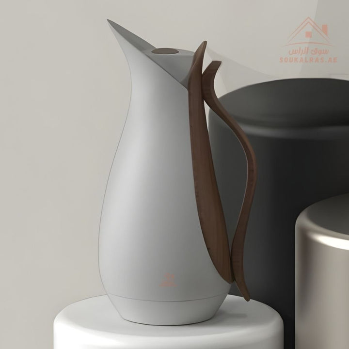 MAHRA 1 Liter Brown Handle Collection | Premium Thermal Flask | Modern Design with Wooden Handle - Souk Al Ras