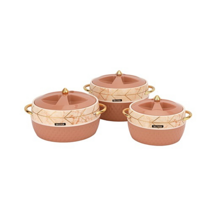  majestics Thermal Insulated Casserole Hot Pot Food Warmer set of 3(1.3-2.25-2.95)L In shade of peach