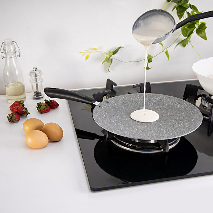 Marble Coated Aluminium Smart Tawa - Black & Gray 30CM - Souk Al RasCookware