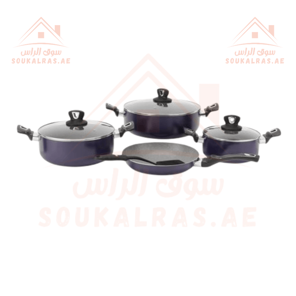 Marble Non - Stick Cookware Set 8PCS - Souk Al RasKitchen & Dining