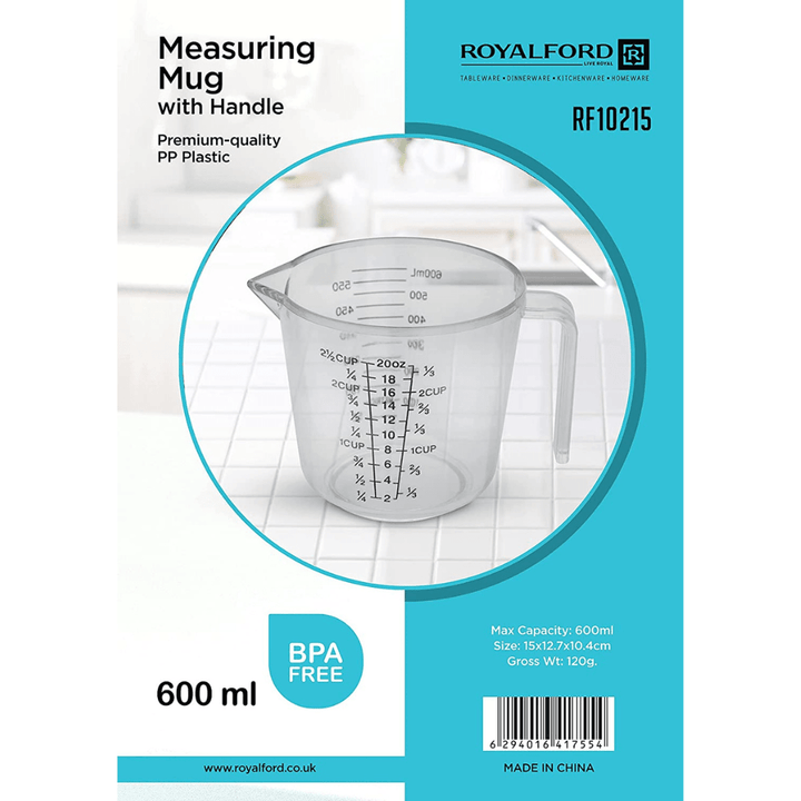 Measuring Mug With Handle Measurement Marking BPA - Free Transparent 1000ml - Souk Al RasKitchen Accessories