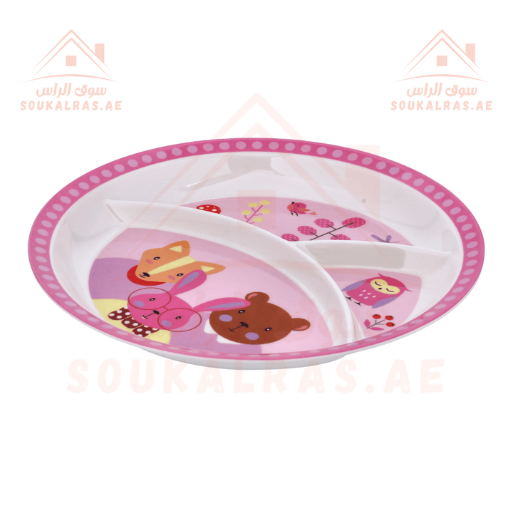 Melamine Ware 10" Baby Plate | 3 Section Cartoon Design Plate for Kids | Durable & Dishwasher Safe - Souk Al RasPlates & Bowels