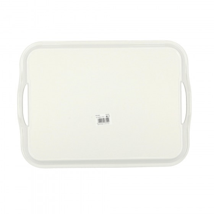 Melamine Ware Handle Tray with Flower Carnival Pattern - White 38CM - Souk Al RasServeware