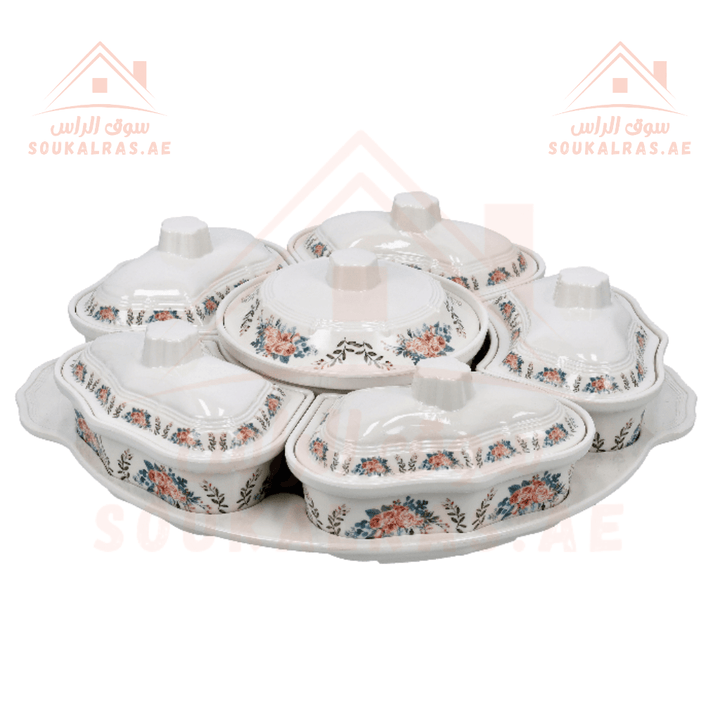 Melamine Ware Rotating Serving Tray - White - Souk Al RasServeware Accessories