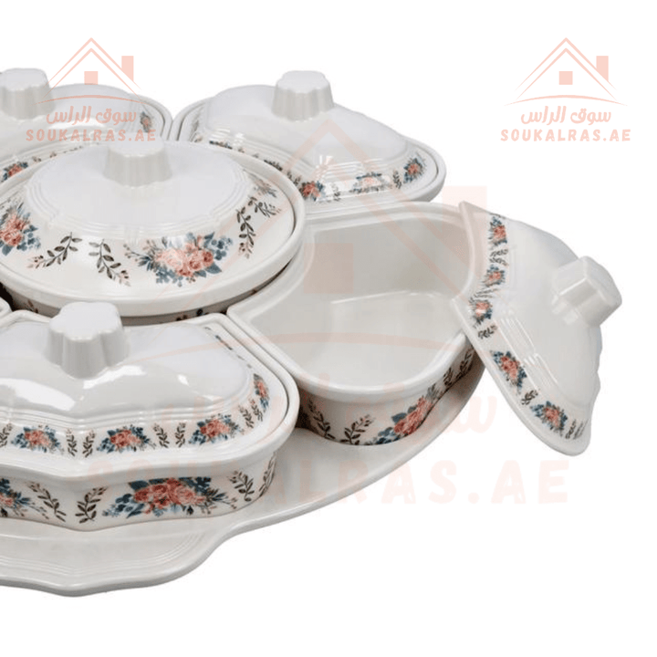 Melamine Ware Rotating Serving Tray - White - Souk Al RasServeware Accessories