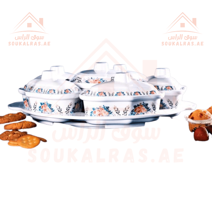 Melamine Ware Rotating Serving Tray - White - Souk Al RasServeware Accessories