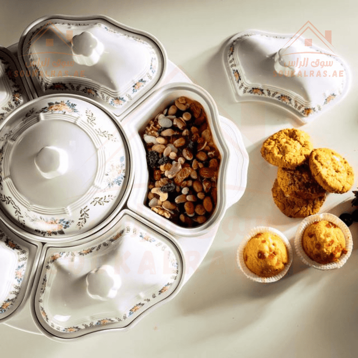 Melamine Ware Rotating Serving Tray - White - Souk Al RasServeware Accessories