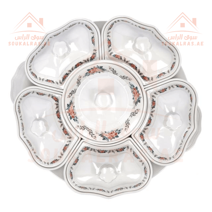 Melamine Ware Rotating Serving Tray - White - Souk Al RasServeware Accessories