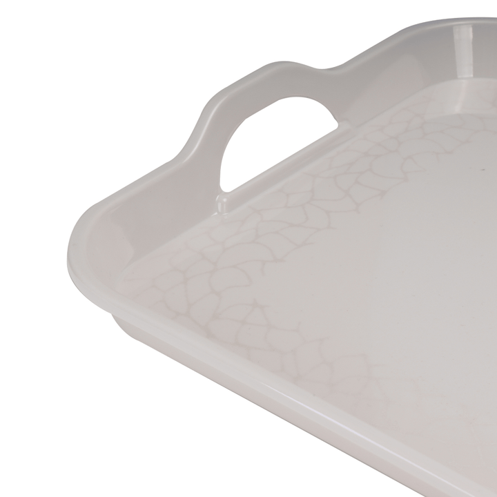 Melamine White Pearl Handle Tray 38CM - Souk Al RasServeware