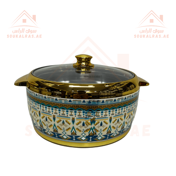 طقم حرارات جامبو عازلة للحرارة من مودوير مرحبا - طقم من 9 قطع مع 3 أغطية زجاجية و 3 أغطية بلاستيكية (2.5, 3.5, 4) لتر- صناعة هندية اصلية