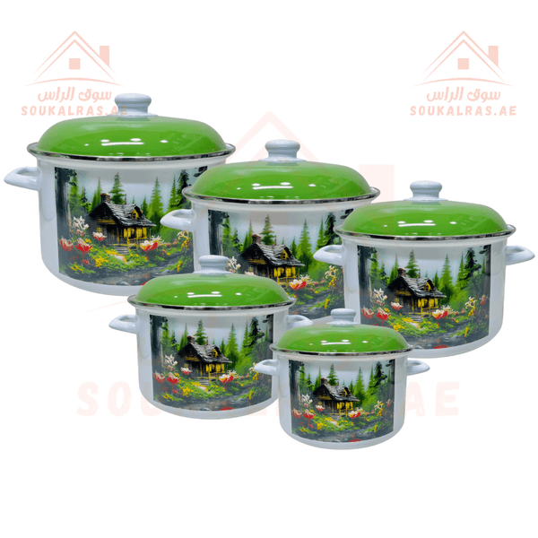 Mountain Cabin Enamel Cookware Set 10 Pieces - High Quality Enamel - Souk Al RasCookware Sets