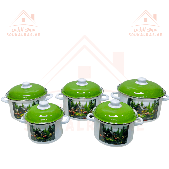 Mountain Cabin Enamel Cookware Set 10 Pieces - High Quality Enamel - Souk Al RasCookware Sets