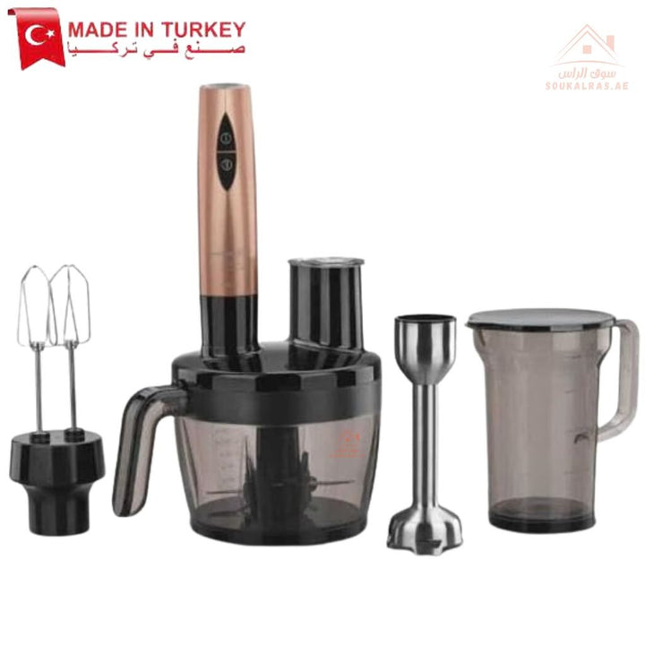 Multi - Function Hand Blender Set | 4 - in - 1 Food Processor, Chopper, Whisk & Mixer | 1300W Power| Made In Turkey - Souk Al Ras