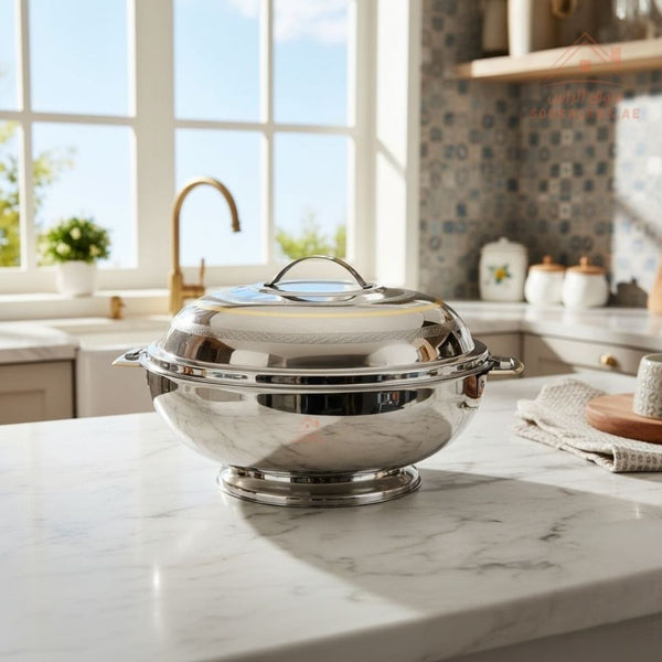 SANA Premium Stainless Steel Hotpot – Double Wall Insulated Food Warmer with Golden Accents