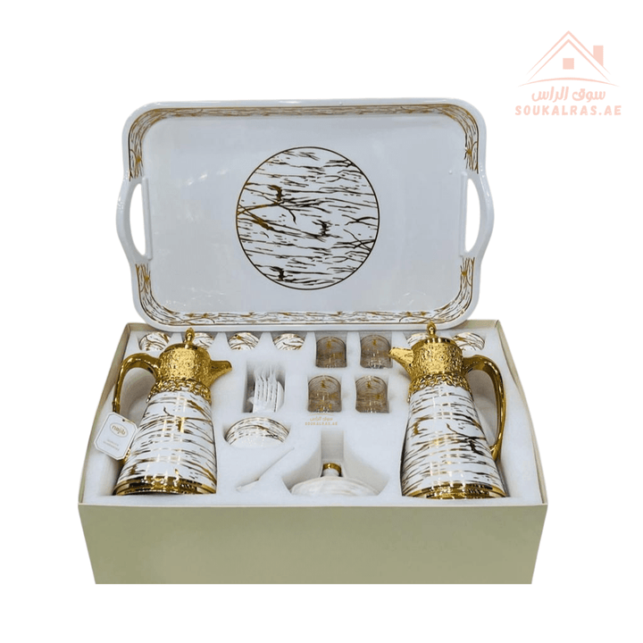 Najib 31 - Piece Premium Arabic Coffee & Tea Serving Set | Luxury Dallah Flask Collection | Premium Majlis - Souk Al Ras