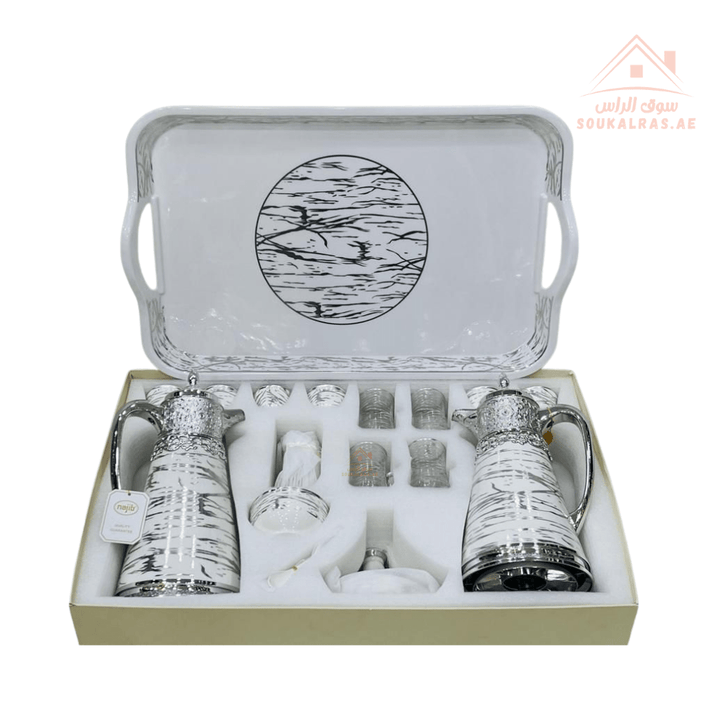 Najib 31 - Piece Premium Arabic Coffee & Tea Serving Set | Luxury Dallah Flask Collection | Premium Majlis - Souk Al Ras