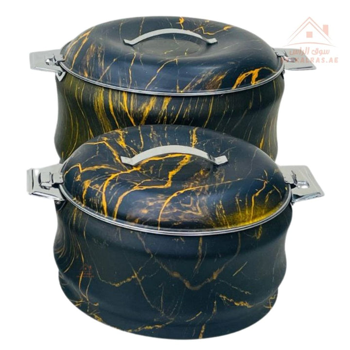 Najib Marble Pattern Hot Pot Set | Stainless Steel Double Wall Insulated Casserole | Elegant & Durable Design - Souk Al Ras