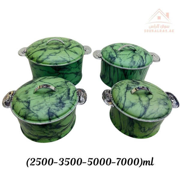 Najib Marble Pattern Hot Pot Set | Stainless Steel Double Wall Insulated Casserole | Elegant & Durable Design - Souk Al Ras
