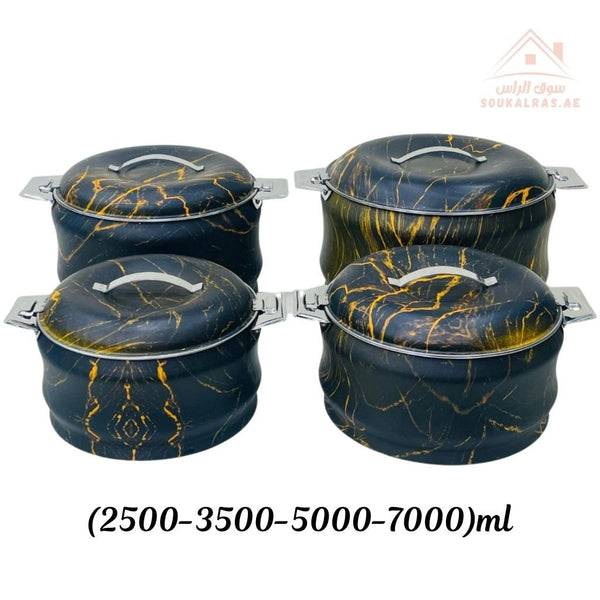 Najib Marble Pattern Hot Pot Set | Stainless Steel Double Wall Insulated Casserole | Elegant & Durable Design - Souk Al Ras