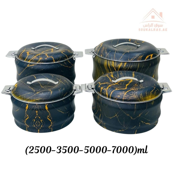Najib Marble Pattern Hot Pot Set | Stainless Steel Double Wall Insulated Casserole | Elegant & Durable Design - Souk Al Ras