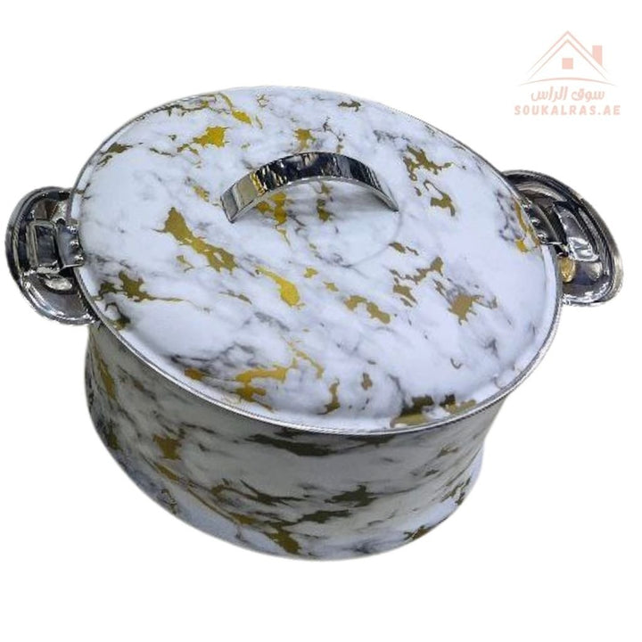 Najib Marble Pattern Hot Pot Set | Stainless Steel Double Wall Insulated Casserole | Elegant & Durable Design - Souk Al Ras