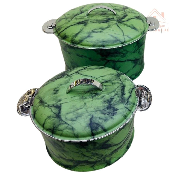 Najib Marble Pattern Hot Pot Set | Stainless Steel Double Wall Insulated Casserole | Elegant & Durable Design - Souk Al Ras