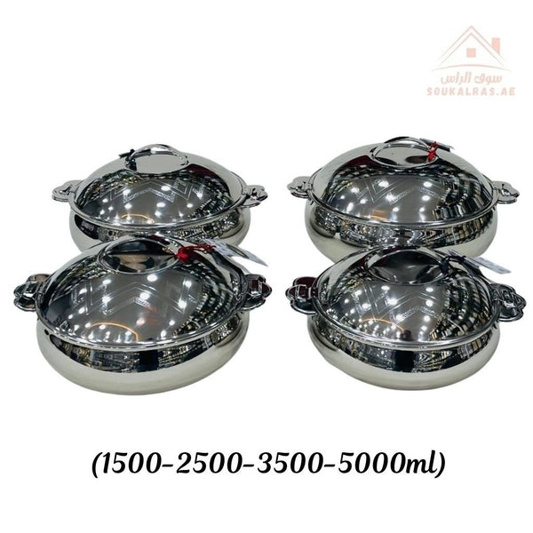 Najib Premium Stainless Steel Hot Pot Set | 4 - Piece Double Wall Insulated Casserole | Modern Embossed Lid Design | Keeps Food Warm for Hours - Souk Al Ras