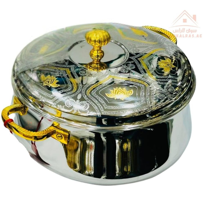 Najib Premium Stainless Steel Hot Pot Set | 4 - Piece Insulated Casserole Set | Elegant Gold & Silver Design | Keeps Food Warm for Hours | Rust - Resistant Durable: Ideal for long - term use - Souk Al Ras
