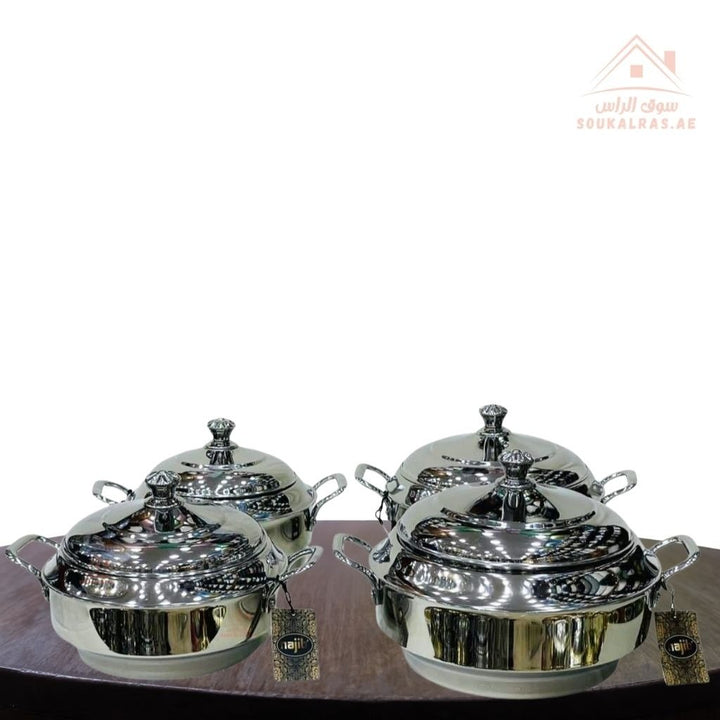 Najib Premium Stainless Steel Hot Pot Set | 4 - Piece Insulated Casserole Set | Elegant Polished Design | Keeps Food Warm for Hours | Durability Rust - resistant and long - lasting - Souk Al Ras