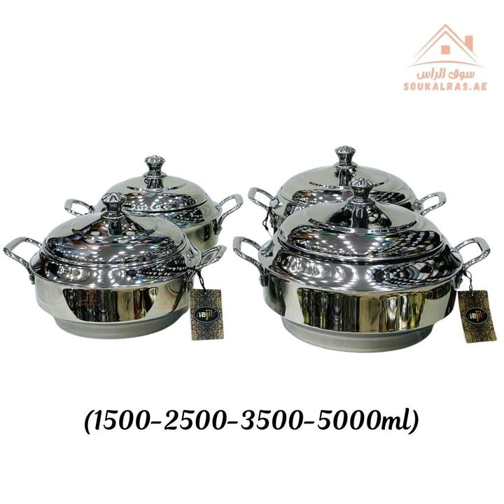 Najib Premium Stainless Steel Hot Pot Set | 4 - Piece Insulated Casserole Set | Elegant Polished Design | Keeps Food Warm for Hours | Durability Rust - resistant and long - lasting - Souk Al Ras
