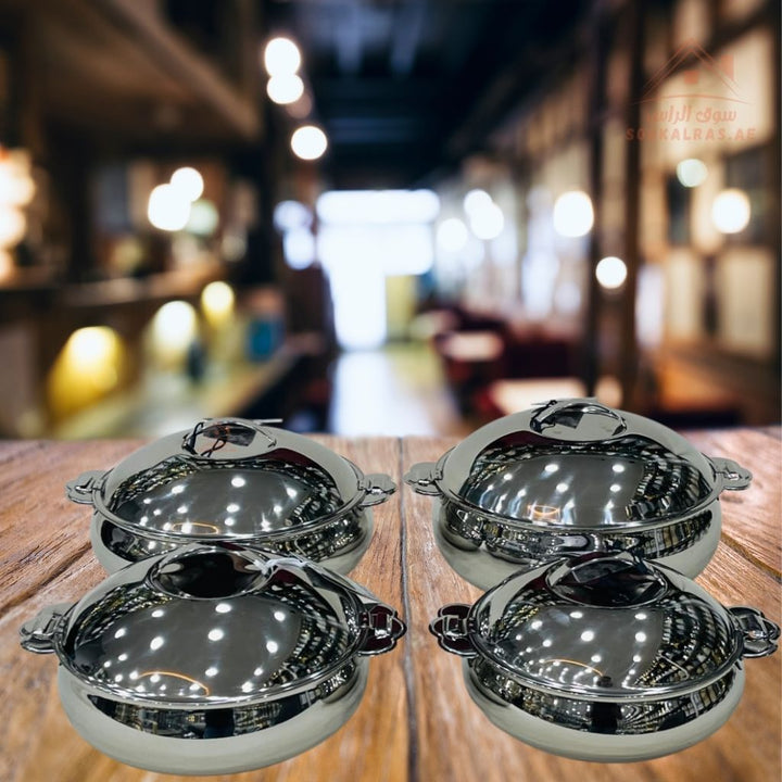 Najib Stainless Steel Hot Pot Set | Double Wall Insulated | Elegant Mirror Finish | Keeps Food Hot & Fresh - Souk Al Ras