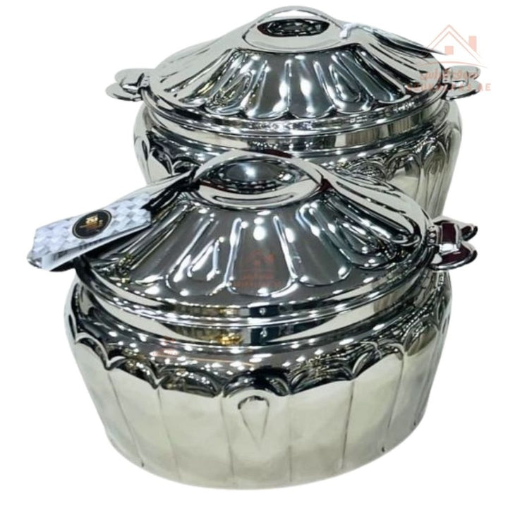 Najib Stainless Steel Hot Pot Set | Luxury Embossed Design | Double Wall Insulated | Keeps Food Hot for Hours - Souk Al Ras