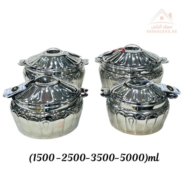 Najib Stainless Steel Hot Pot Set | Luxury Embossed Design | Double Wall Insulated | Keeps Food Hot for Hours - Souk Al Ras