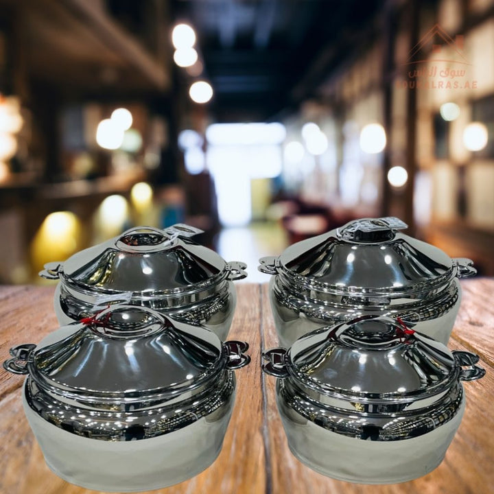 Najib Stainless Steel Hot Pot Set | Premium Mirror Finish | Double Wall Insulated | Keeps Food Hot for Hours - Souk Al Ras