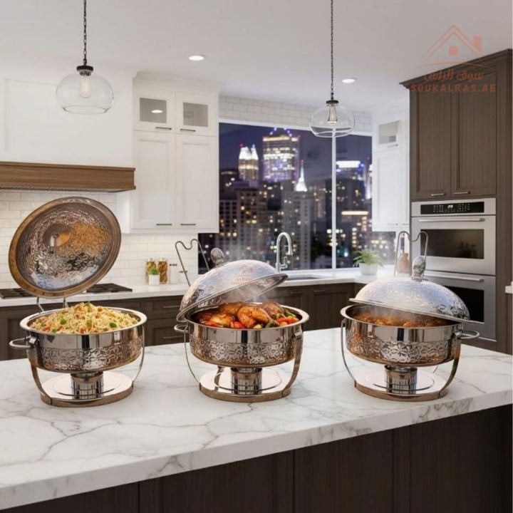 Najib Stainless Steel Insulated Food Warmer |Available in 4000ml – 6000ml – 8000ml| Luxury Buffet Hot Pot - Souk Al Ras