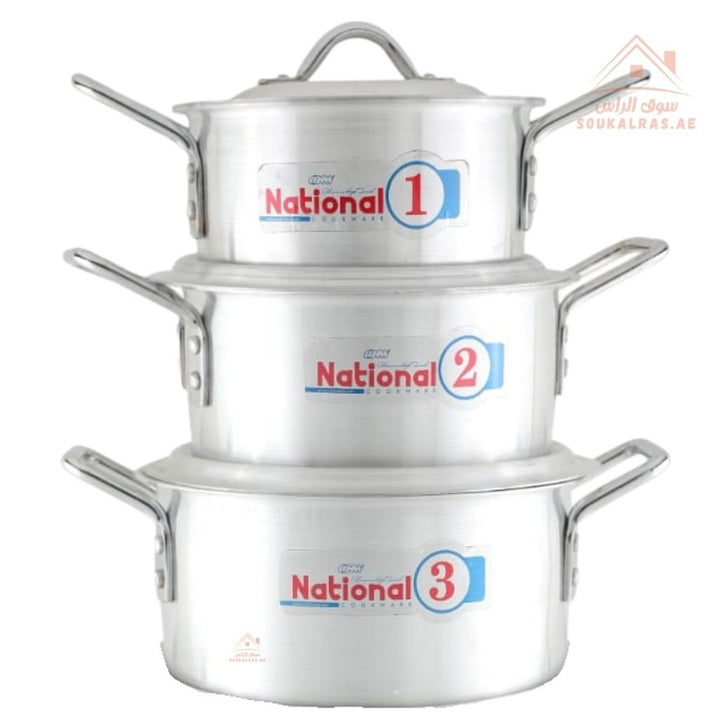 National 10 - Piece Aluminum Cookware Set | Durable Cooking Pots, perfect for everyday meals and family cooking - Souk Al Ras
